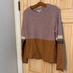 Madewell Two-Tone Sweater in Lavender and Camel